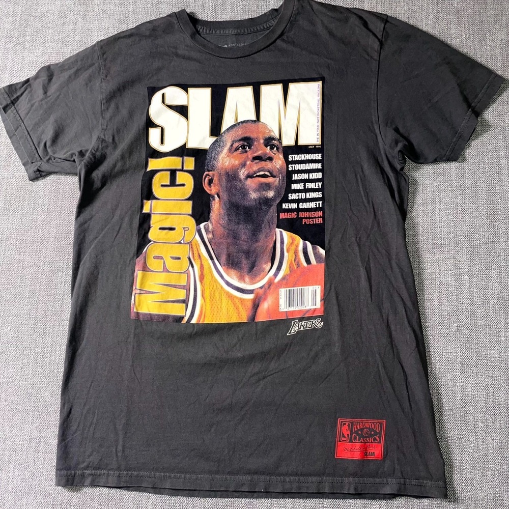 Mitchell & Ness LA Lakers Magic Johnson Shirt Mens Medium Black Graphic Print